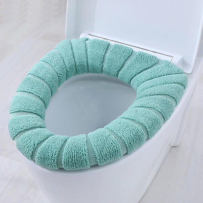 Assento Sanitário Quente de Inverno Capa de Vaso Sanitário Tapete 1Pç Acessórios de Banheiro Laváveis Tricô Cor Pura Almofada Macia em Formato de O Assento do Vaso Sanitário