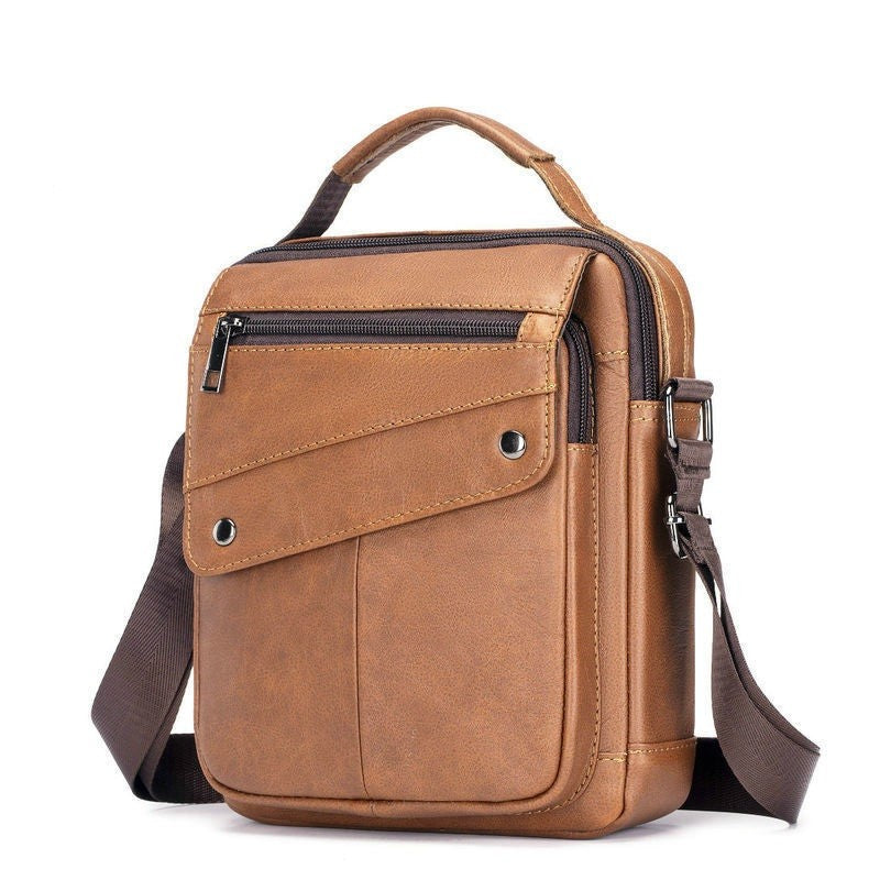 cowhide Large-capacity cowhide men's bag genuine leather single-shoulder bag high quality men's vertical crossbody bag as gift