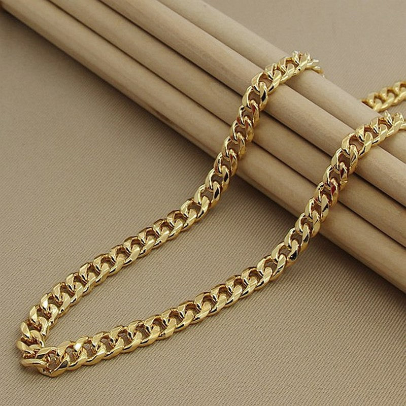 24K 999 Real Gold Cuban Link Necklace for Men, 10MM Width 60cm Length, Bold Durable Design
