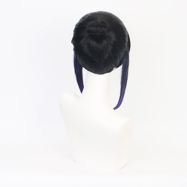 Kochou Shinobu Cosplay Wig 35cm Black Purple Gradient Lovely Ponytail Hair Wig Heat Resistant Synthetic Wigs Halloween