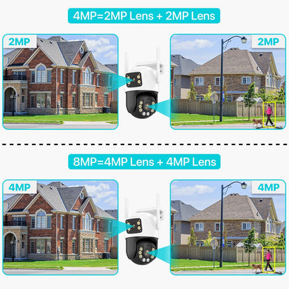 Dual Lens 360º Wifi Camera IP66 Security Protection 8MP 4K Wireless Outdoor Human Detection ICSEE Video Surveillance PTZ Camera