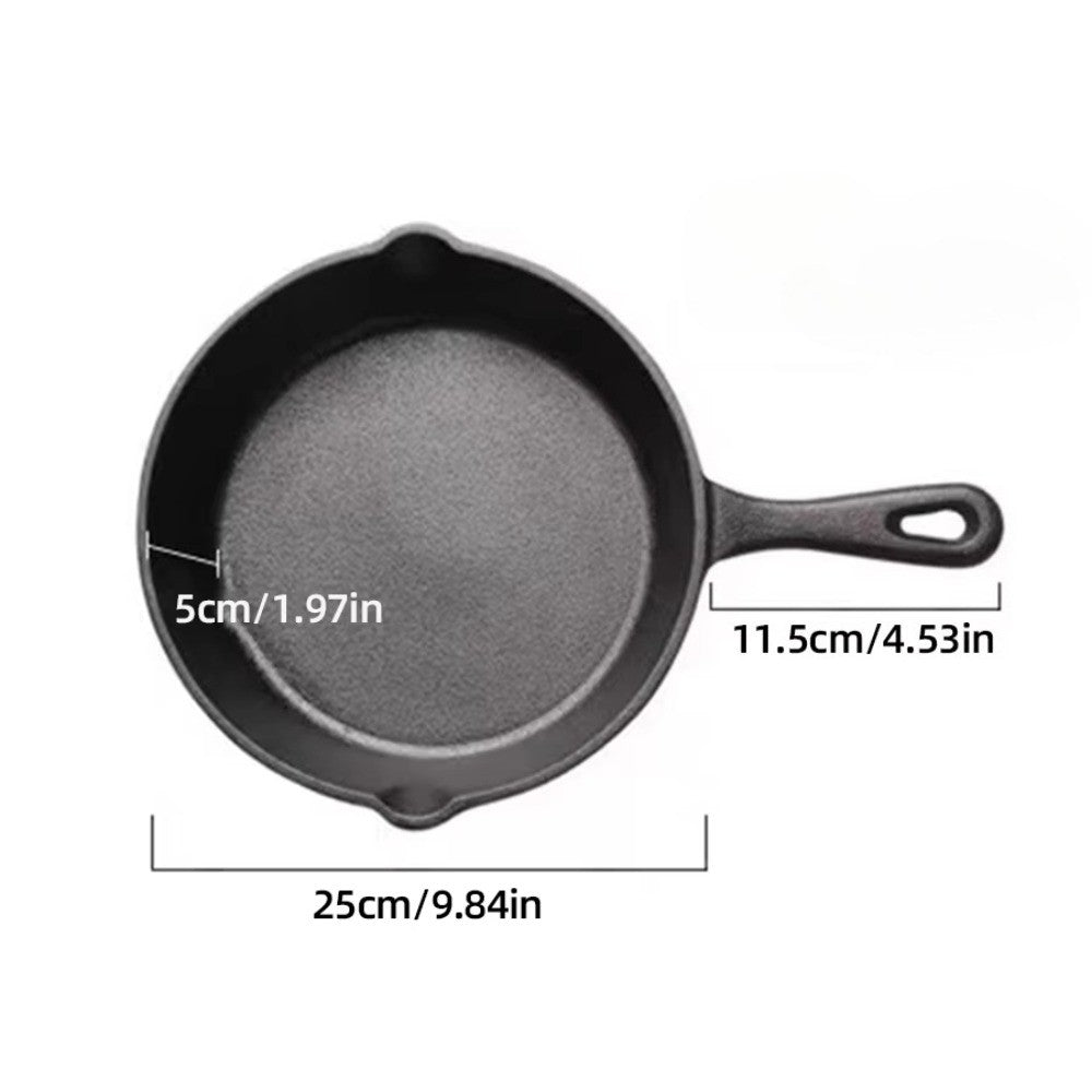 Frigideiras de Ferro Fundido Redondas Antiaderentes, Frigideiras Grelhadoras, Frigideiras de Ovo, Adequadas para Fogão, Grelha, Cozinha Interna e Externa