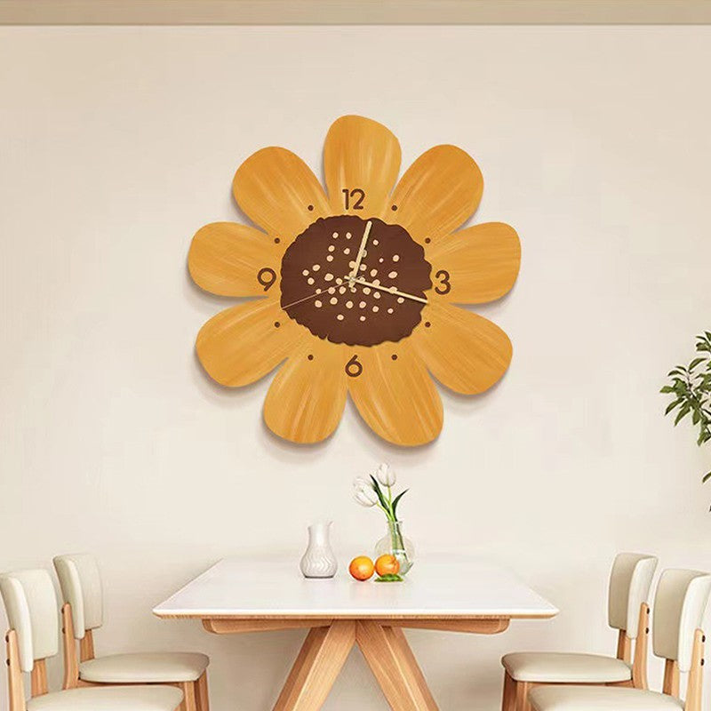 Simple Flower Wall Clock Flower Shape Slient Decor Birthday Living Creative Room Home Clock Gifts