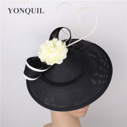 Novo Design Amarelo Com Cabelo Roxo Fascinator Chapéu Tiara Nupcial Casamento Festa Adereço de Cabelo Malha Senhoras Ocasião Acessórios de Cabelo