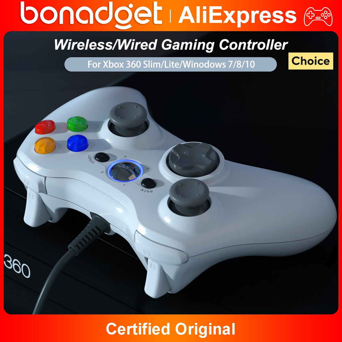 For Xbox 360 Slim/Lite/E/PC Controller,Wireless/Wired Game Remote Control 6-axis Gryo Dual Vibration Precision Joystick Gamepads
