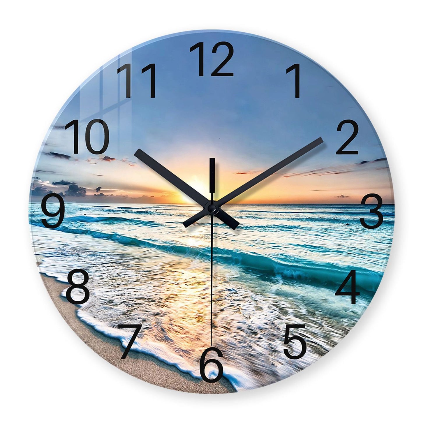 Modern Fashion Marble Texture Pattern 4mm Thickeneded Tempered Glass Wall Clock Living Room Bedroom Kitchen Home Decoration Wall Clock Silent Quartz Clock Holiday Gift 12 Inches 14 Inches 16inch (Without Battery)