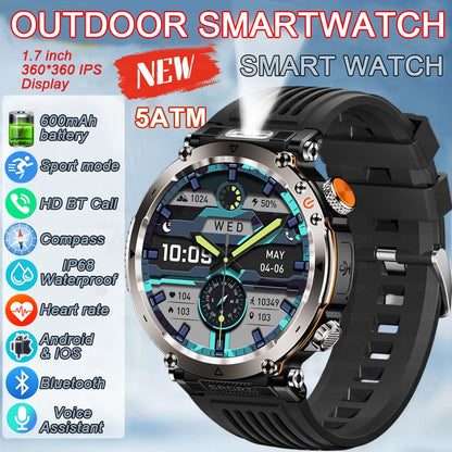 2025 Novo Relógio de Luxo Moderno 5ATM HT30 GPS Bússola Smartwatch Esportivo Masculino Externo AMOLED 366*366 NFC Frequência Cardíaca IP68 Smartwatch