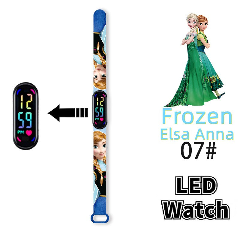 Disney Frozen Digital Kids' Watches Anime Figures LED Luminous Watch Touch Waterproof Electronic Sports Watch Kids Birthday Gift