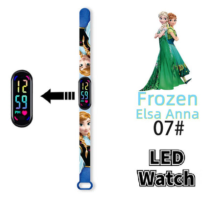 Disney Frozen Digital Kids' Watches Anime Figures LED Luminous Watch Touch Waterproof Electronic Sports Watch Kids Birthday Gift