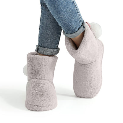 Gacimy Women's Winter Plush Snow Boots Outdoor Non-slip Casual Furry Cotton Boots Indoor Warm Cozy House Shoes Fuzzy Flat Boots