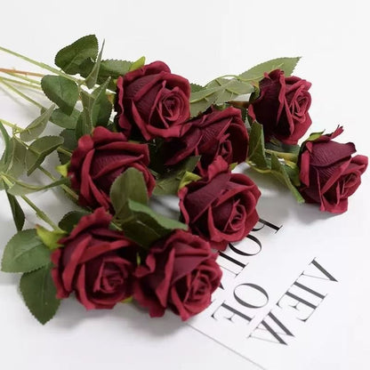 1~20pcs Artificial rose decoration Red rose Realistic artificial flowers Fake flowers Wedding dining table home decoration