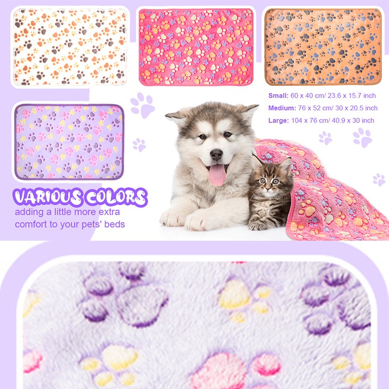 Cobertores para cães Gatos Cobertor de estimação de lã macia e fofa Quente Design de estampa fofa Patinha de cachorro gatinho Pequeno