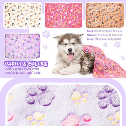 Cobertores para cães Gatos Cobertor de estimação de lã macia e fofa Quente Design de estampa fofa Patinha de cachorro gatinho Pequeno