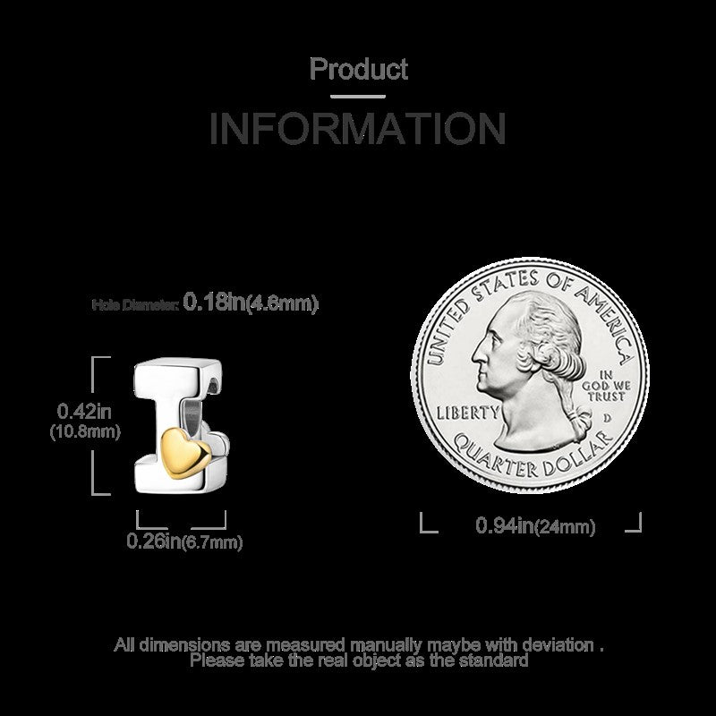 Fit Original Bangle Bracelet DIY A-Z Alphabet Charms Bead 925 Sterling Silver CZ Zircon LOVE Letter Dangle Pendant Jewelry Gift