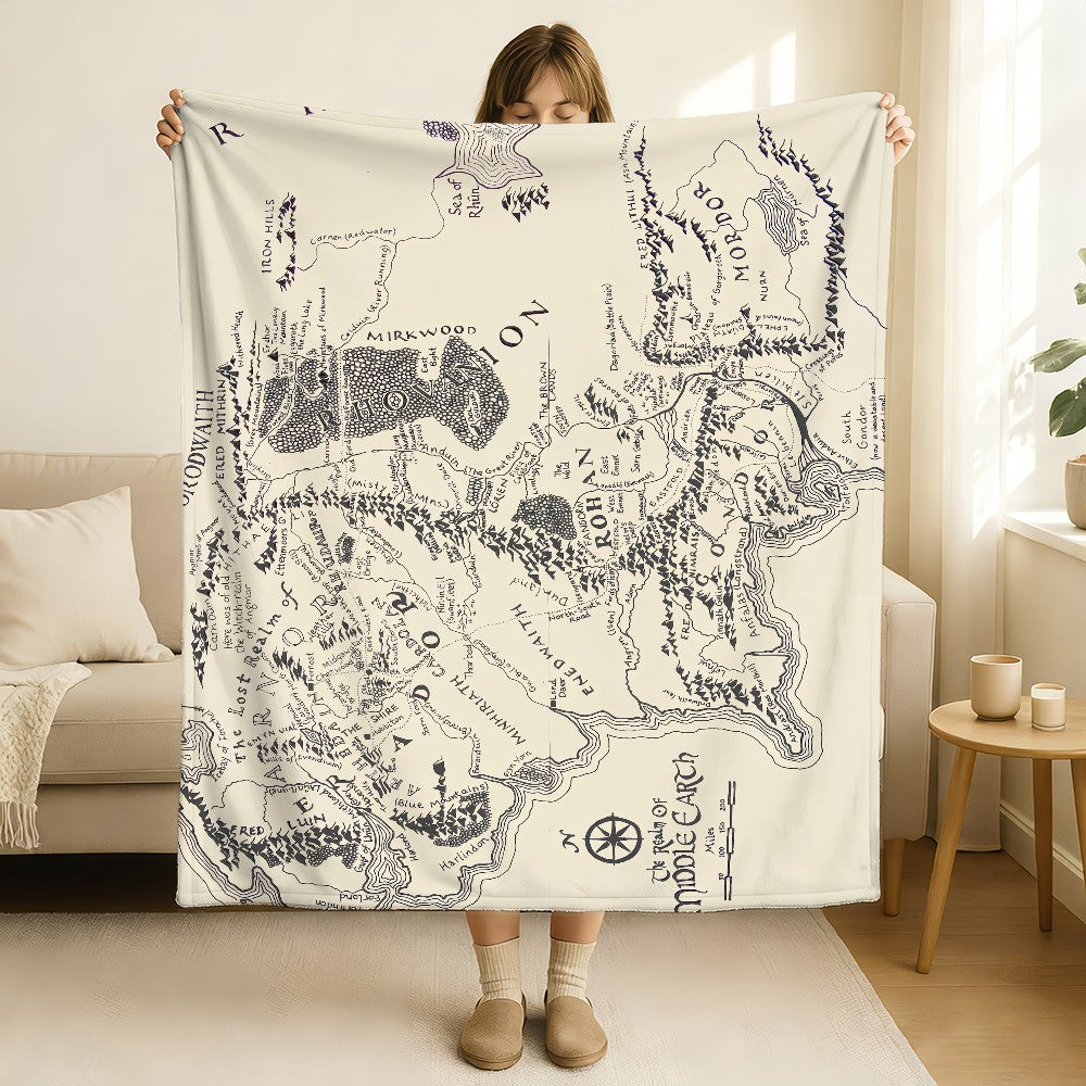 Middle Earth Map -Lords Of The R-Rings Blanket Soft and Skin Friendly For Couch Bed Napping Bedspread All Seasons Comforter