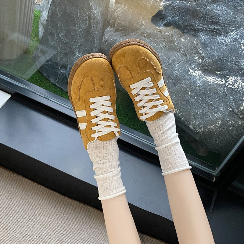 2025 Autumn New  Fashionable Comfortable Casual Sneakers Retro Thick-soled Sneakers Women's College Style Board Shoes Big Size