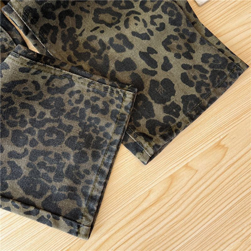 Casual Loose Womens Jeans Retro American Style Leopard Print Design Straight Leg Pants Workwear Fashion Winter  Women's pants