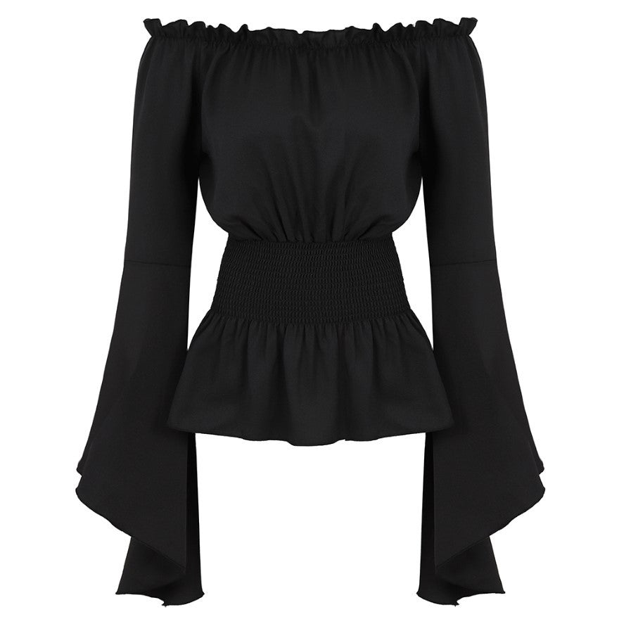 Renaissance Off Shoulder Long Sleeves Corset Blouse Women Medieval Victorian Costume Gothic Pirate Shirt Plus Size Boho Top