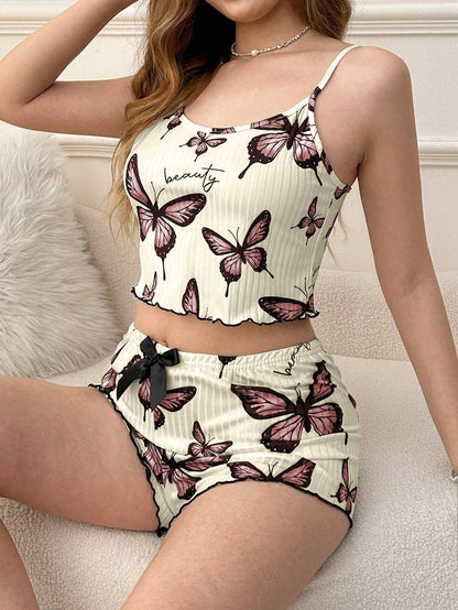 Casual Printed Pajamas For Women Two Pieces Sleepwear Women's Pajama Shorts Loungewear Sets Nightwear Female Home Suit Clothes