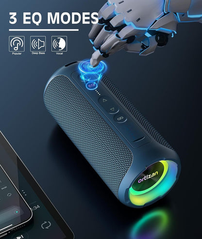 Caixas de Som Bluetooth Ortizan 40W Som Alto Portátil Estéreo Sem Fio IPX7 À Prova d'Água Pareamento Duplo Graves Profundos Caixa de Música LED