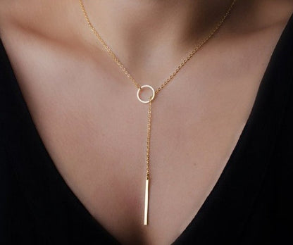 2025 Novo Colar de Moda Design Feminino Simples Simples de Metal Redondo Colar Vendas por Atacado