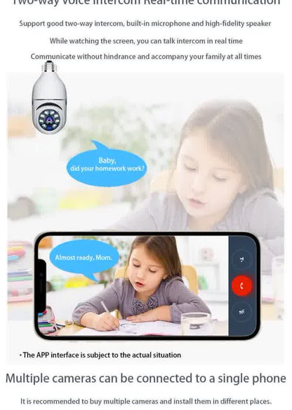 ICSEE 2MP Wifi Camera E27 Surveillance Camera Color Night Vision 360° Rotating Human Tracking Security Protection Smart Home