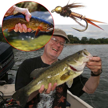 6 Unidades/Caixa Iscas de Pesca com Mosca Insetos Estilos Diferentes Mistos Moscas Pesca de Truta Ninfas Secas Iscas de Pesca com Mosca