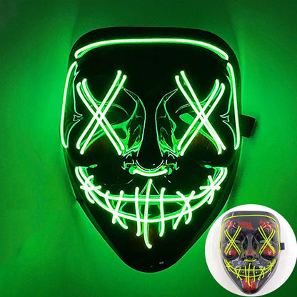 Scary Wireless Glowing LED Mask Halloween Party Supplies Neon Purge Mask Cosplay Luminous Face Masks Carnival Festival Props