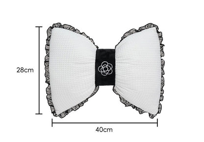 1pc Bowknot Pillow Lace Trim Lumbar Support Breathable Comfortable Waist Support Throw Pillow Girly Living Room Non-woven Fabric