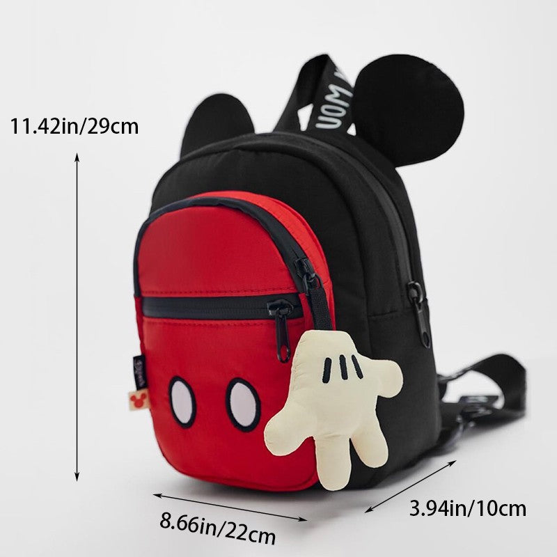 Mochila Mickey de Três Camadas Disney Escola Leve Linda Mochila Infantil Com Um Pingente