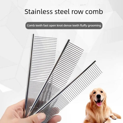 Pente Desembaraçador para Pets em Aço Inoxidável - Pente de Tosa para Cães e Gatos, Remove Suavemente Subpelo Solto, Nós, Emaranhados e Fios Embaraçados