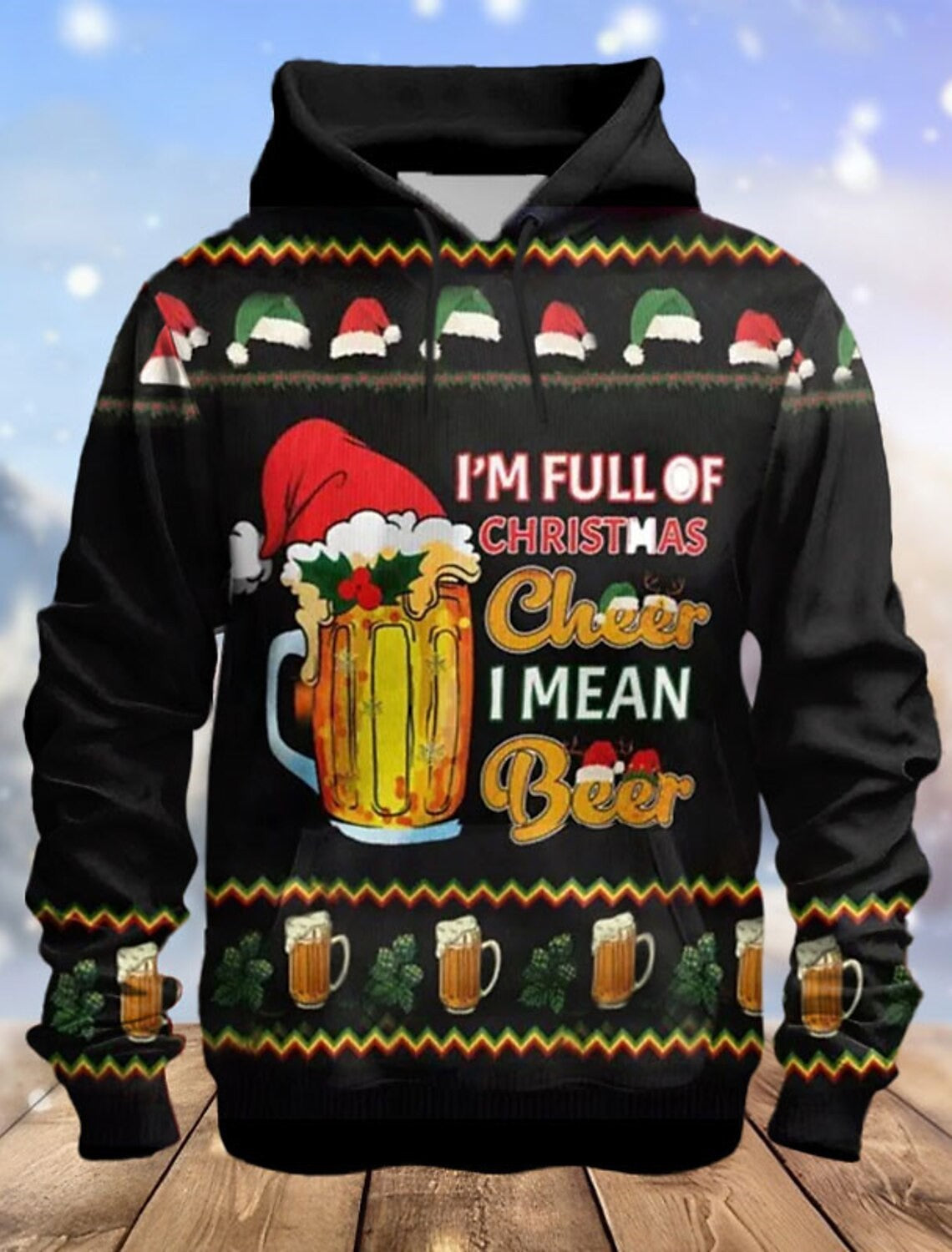 New Men's Hooded Hoodies 3D Print 2024 Christmas Theme Graphic Sweatshirt Drawstring Long Sleeved Streetwear Tops Men's Clothing