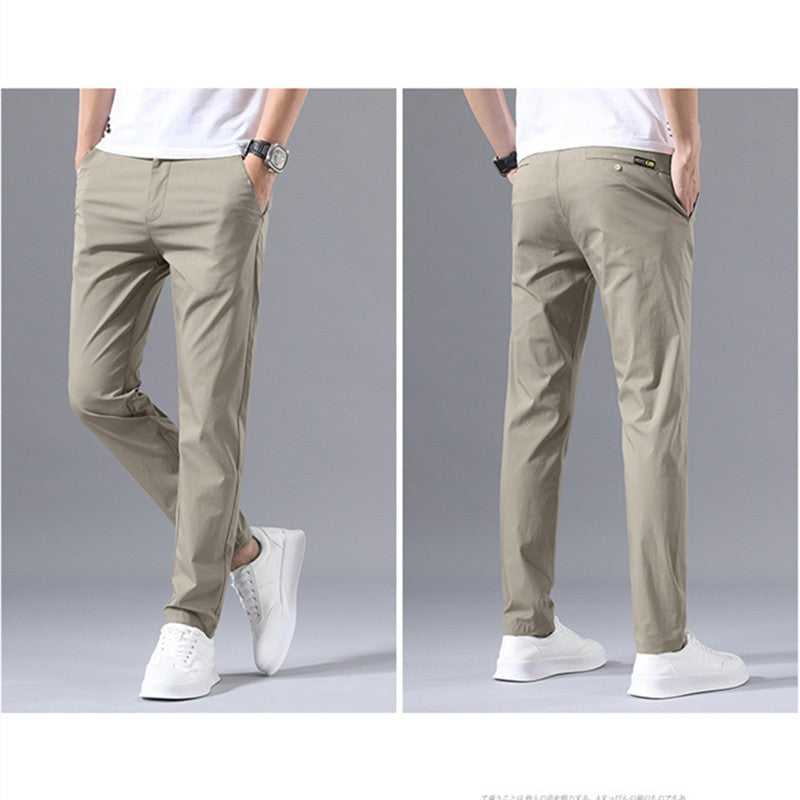 Calças Masculinas de Negócios Sociais Casual Caqui Verde-claro Perna Reta Clássica Slim Fit Venda Quente Fina Masculina