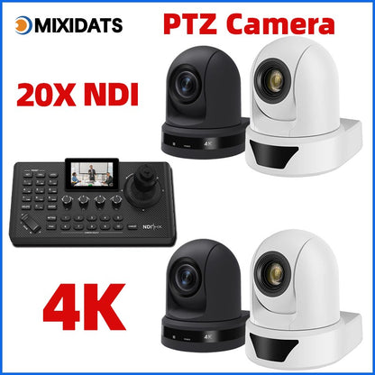 4K NDI  PTZ Camera 1-10pcs 20X Zoom Video Conference Camera for Church Business Meeting Optional 1 controller keyboard kit