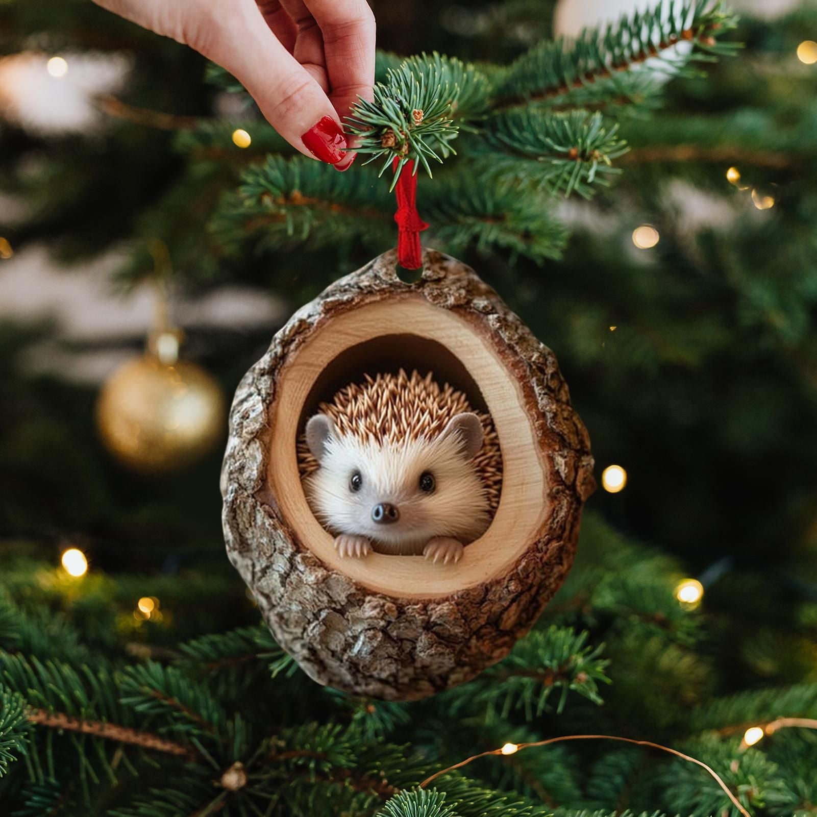 New Animal Christmas Ornaments 2D Flat Acrylic Bird Pendant Owl Squirrel Bunny  Pendant Christmas Tree Decoration Xmas Hanging