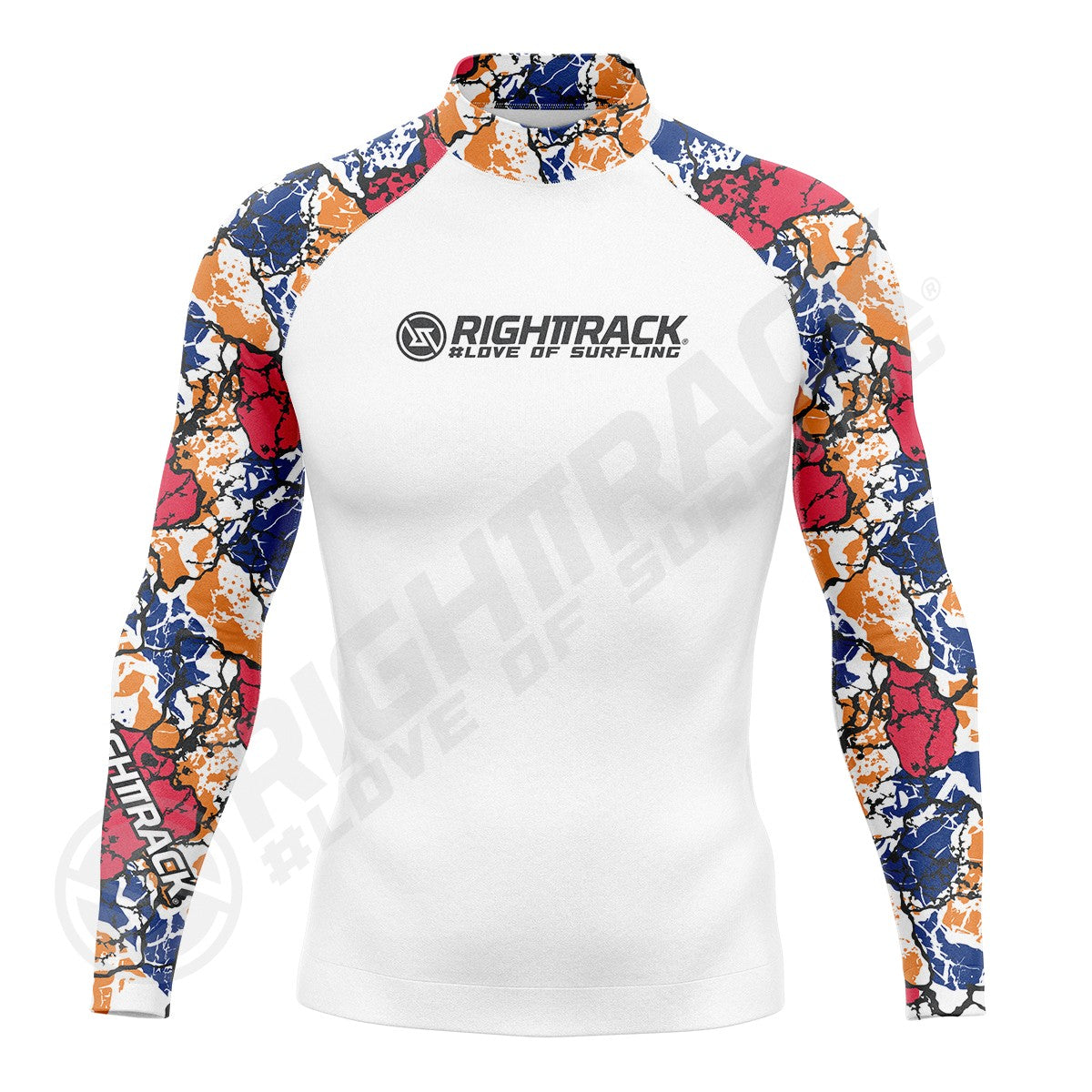 New Men's Surfing Shirt Spray Camo Lycra Rashguard RIGHTTRACK Surf Sportswear Beach UV Swimwear UPF50+ Clothes