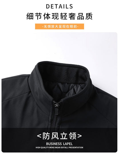 Winter Men's Fleece Warm Jackets Bomber Fashion Parkas Outerwear Coats Men Casual Windbreaker Jacket Classic Solid Thermal Coat