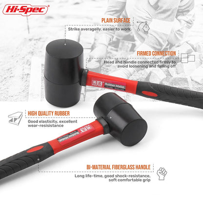 Hi-Spec 1PC Martelo de Borracha Resistente de Dupla Face Mini Martelo Doméstico Martelo Multifuncional Ferramenta Manual 8/12/16/24 Oz