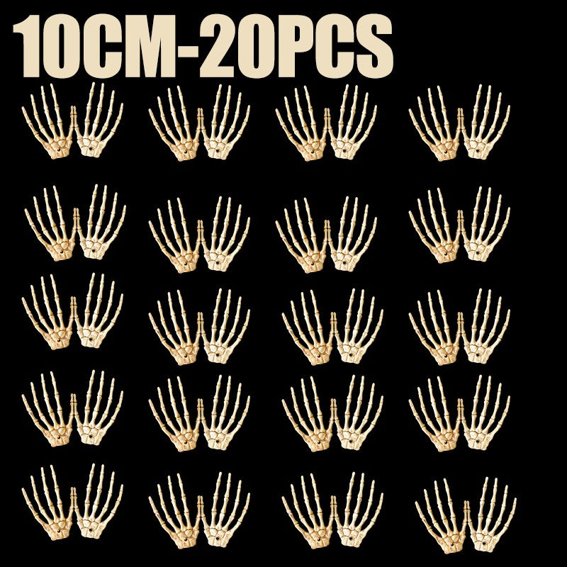 1 Pair Of Halloween Skeleton Hands Haunted House Bar Party Plastic Horror Props Dummy Hands Bones Halloween Scene Decor Supplies