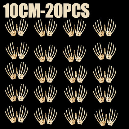 1 Pair Of Halloween Skeleton Hands Haunted House Bar Party Plastic Horror Props Dummy Hands Bones Halloween Scene Decor Supplies