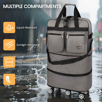 Folding Travel Bag Luggage Compartment Swivel Wheel Storage Box Large Capacity Telescopic Luggage Bag Overnight Bag 30"/36"/40";;VERDADEIRO;;"Red,40 Inch