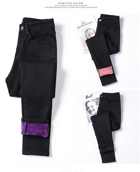 Winter Warm Jeans Woman 2022 High Waist Casual Velvet Ladies Trousers Female Pantalon Denim jeans for Women Pants clothe 40