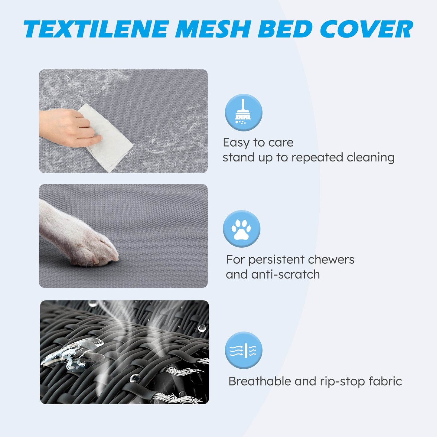 Cama Elevada para Cães, Cama Suspensa Refrescante para Animais de Estimação com Tela de Malha Respirável Lavável e Resistente a Mordidas e Estrutura de Metal, Cama Portátil para Cães