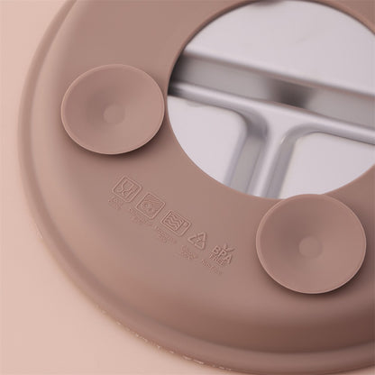Color Kids 1PCS Stainless Steel Plate Detachable Suction Dishes Baby Feeding Sucker Bowl Food Grade Silicone Food Tray Tableware