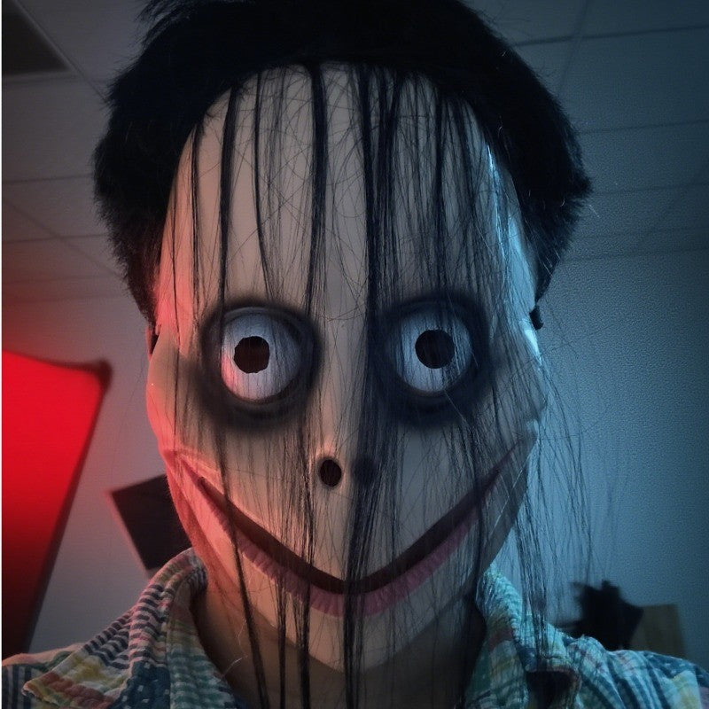 Funny Scary Halloween Mask Exaggerated Monster Face Mask Long Hair Spooky Cosplay Costume Accessory for Adults Party Deco Gift