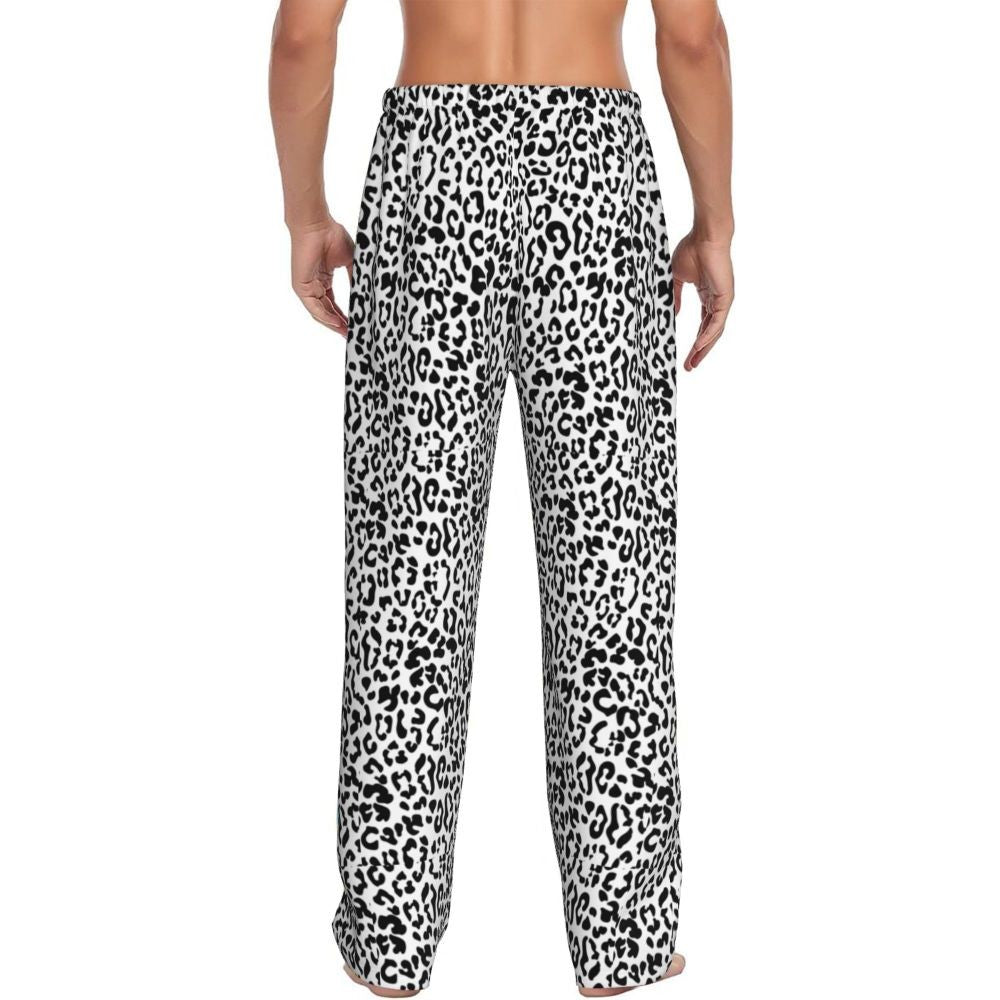 Custom Leopard Print Pajama Pants Men's Animal Skin Sleepwear Lounge Sleep Bottoms Stretch with Pockets