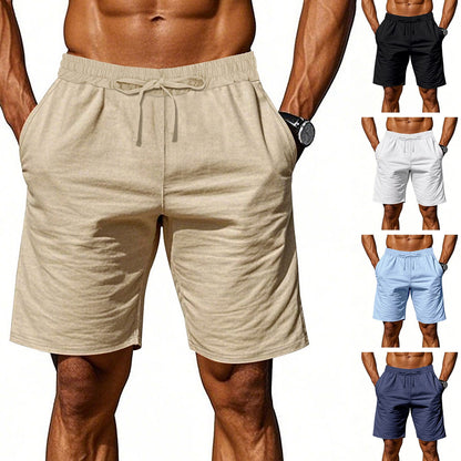 2024 New Men'S Cotton Linen Shorts Pants Male Summer Breathable Solid Color Linen Short Trousers Fitness Streetwear M-4xl