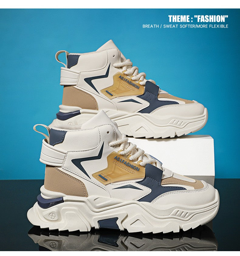 Fashion Thick Soled Men's Sneakers Height Increasing Shoes Casual Sports Shoes Versatile Men's Shoes Platform Skateboard Shoes