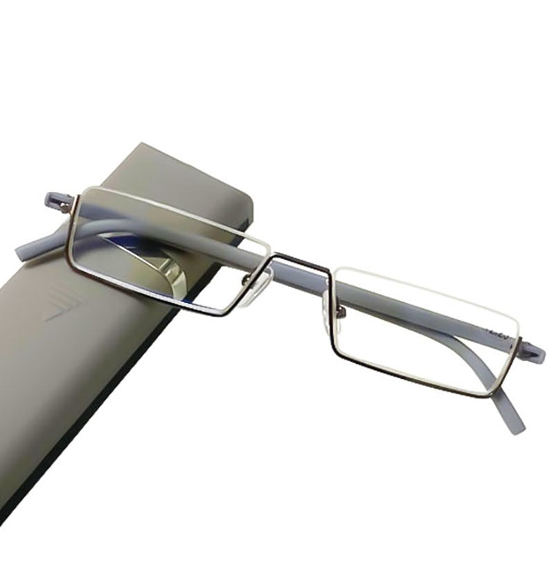 May Flower Metal Anti-Blue Light Reading Glasses Men Half Frame Prescription Eyeglasses Male TR90 Eyewear With Case óculos +1.75