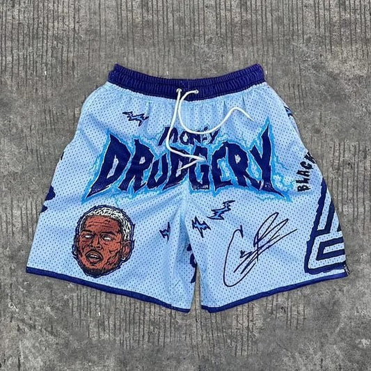 Vintage Casual Fun Pattern Graphics Shorts Loose Basketball Sport Gym Breathable Shorts Fitness Training Workout Male Shorts